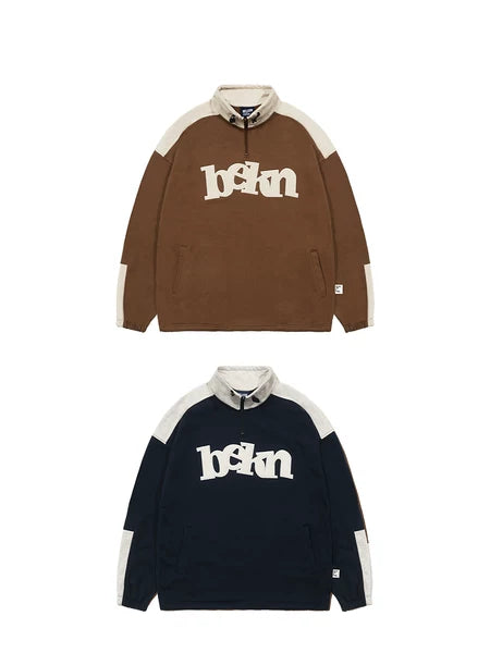 BELLKENIDEA Stand-Up Collar Embroidered Unisex Sweater - Heavy Duty Style