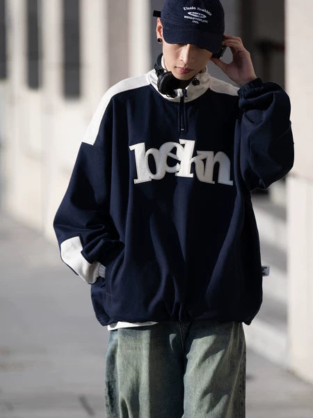 BELLKENIDEA Stand-Up Collar Embroidered Unisex Sweater - Heavy Duty Style